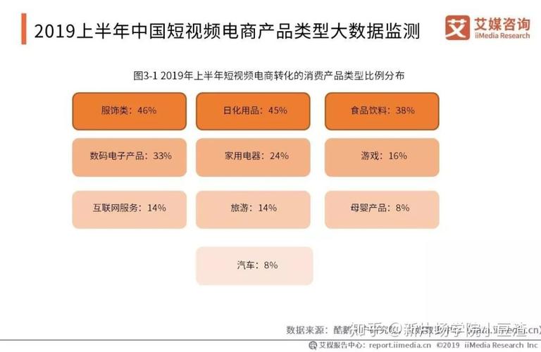 在2019年上半年我国短视频电商转化的消费产品类型比例分布中,服装类